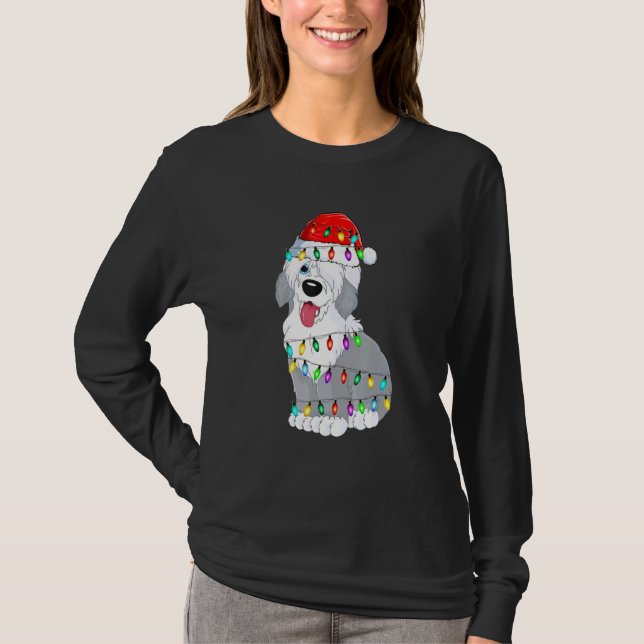 Camiseta Old English Sheepdog Dog Light Decor Christmas Dog (Frente)