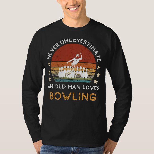 Camiseta Old Man Bowling Love Tee: Strike with Style! (55 c (Frente)