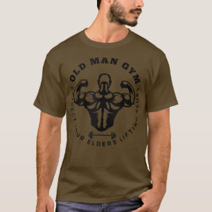 Camiseta Old Man Gym Respect Your Elders Lifting Clubs Sarc