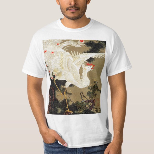Camiseta Old Pine Tree e White Phoenix por Ito Jakuchu (Frente)