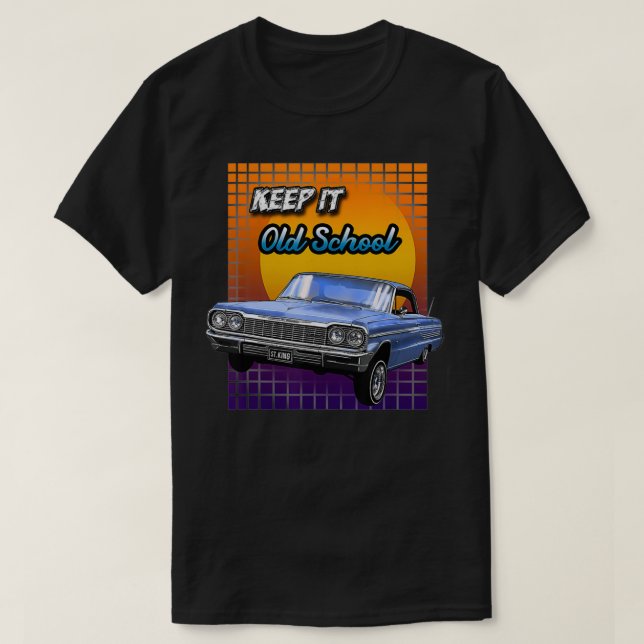 Camiseta Old School Chevy Impala Lowrider Keep it Old Schoo (Frente do Design)