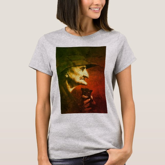 Camiseta Old Witch And Familiar T-Shirt (Frente)