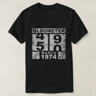 Camiseta Oldometer 50, março de 1974, 50º aniversário