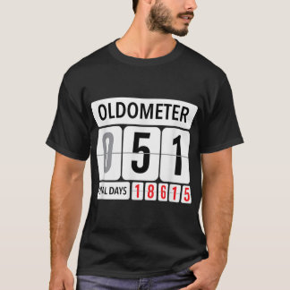 Camiseta Oldometer 51 Engraçado 51 ruas Aniversário Negro V