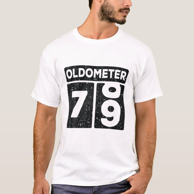 Camiseta Oldometer, 78-79 Anos, 79 Homens De Aniversário En (Frente)
