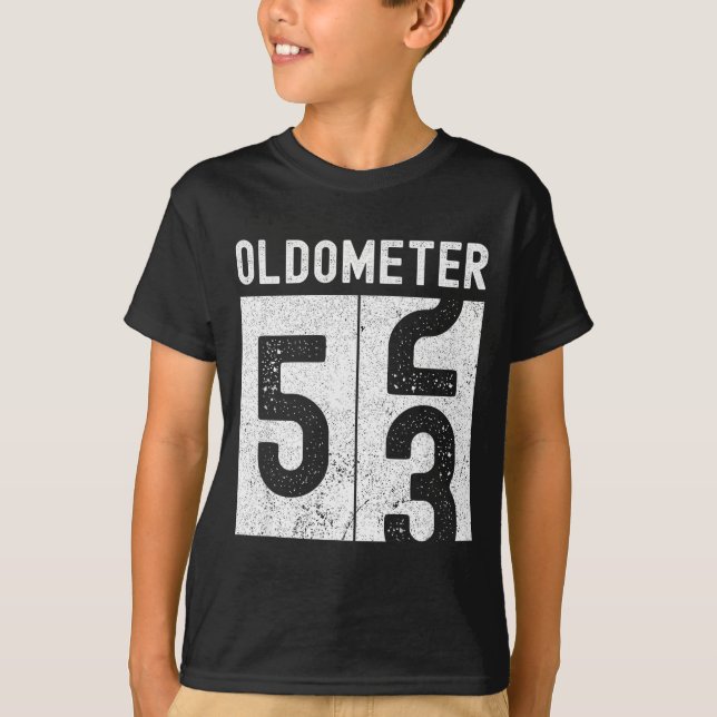 Camiseta Oldômetro Aniversário de 53 anos Engraçado Retro F (Frente)