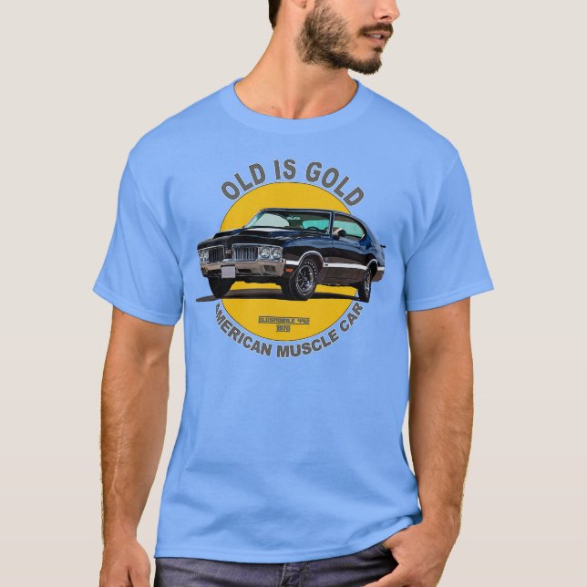 Camiseta Oldsmobile 442 American Muscle 60s 70s Old is Gold (Frente)