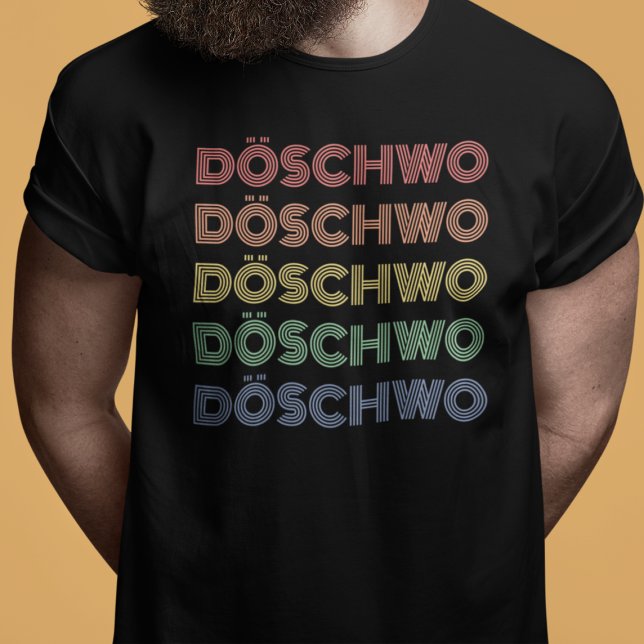 Camiseta Oldtimer 2cv Ente 70er Döschwo (2CV T-Shirt in Black with a Red Blue Yellow Typography)