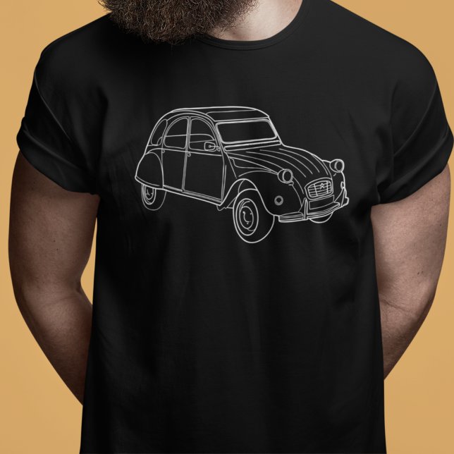 Camiseta Oldtimer 2cv Ente Diagonal Linienzeichnung (Criador carregado)