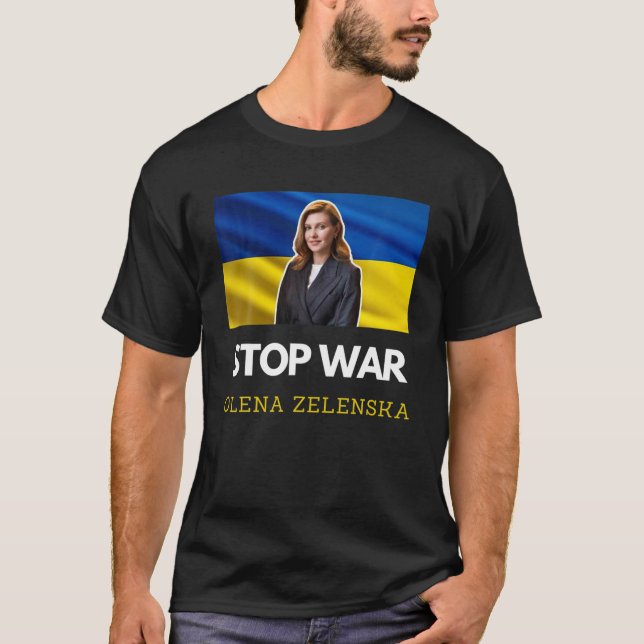 Camiseta Olena Zelenska Zelenskyy Zelensky Ucrânia Flag Pre (Frente)