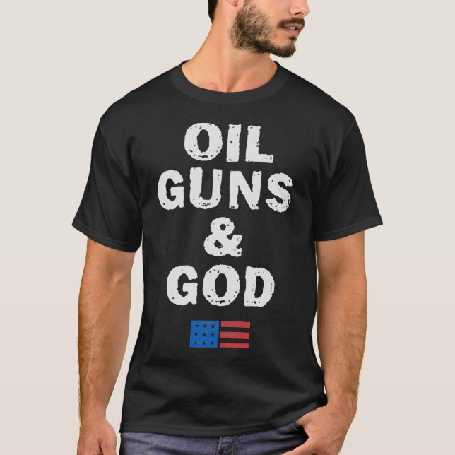 Camiseta Óleo Armas Deus Roughneck Oil Rig Oil (Frente)