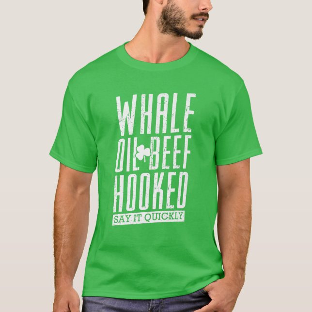Camiseta Óleo de baleia Rua de carne assada. (Frente)