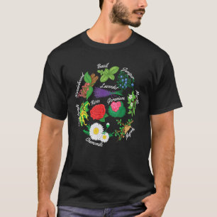 Camiseta Óleo Essencial Lavanda Herbácea Rosa Basil Geraniu