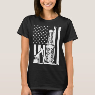 Camiseta Óleo Patriótico Oildriling Óleo de Bandeira Americ