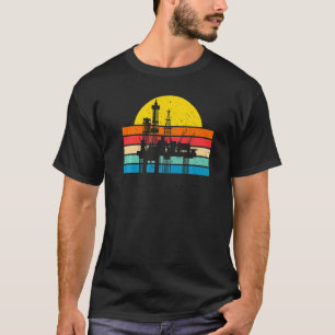 Camiseta Óleo Retro Poço Pumpjack Oilfield Trabalhador De P