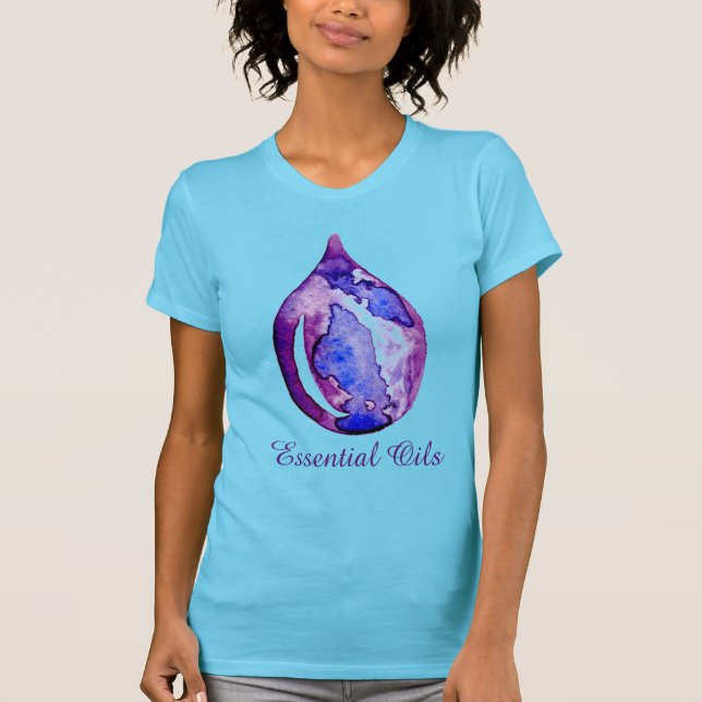 Camiseta Óleos essenciais roxos e azuis (Frente)