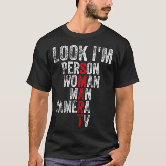 Camiseta Olha, sou esperta, mulher, homem da câmara de TV,