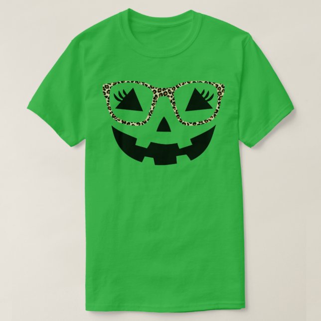 Camiseta Olhais de rosto de abóbora de Halloween óculos-leo (Frente do Design)