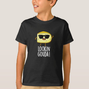 Camiseta Olhando Gouda Funny Cheese Pun Dark BG