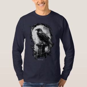Camiseta Olhar Abissal Gótico Corvo Heavy Metal Manga Longa