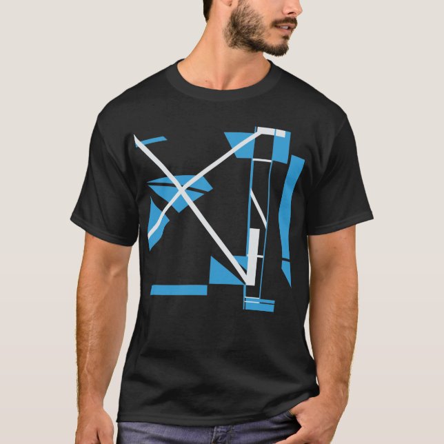 Camiseta Olhar Abstrato MCM Geométrico X Diagonal Branco Az (Frente)
