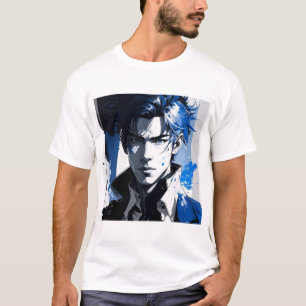 Camiseta Olhar Azul – Retrato Estilizado em Pintura e Movim