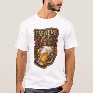 Camiseta Olhar Cativante ESTOU AQUI POR CAUSA DA CERVEJA