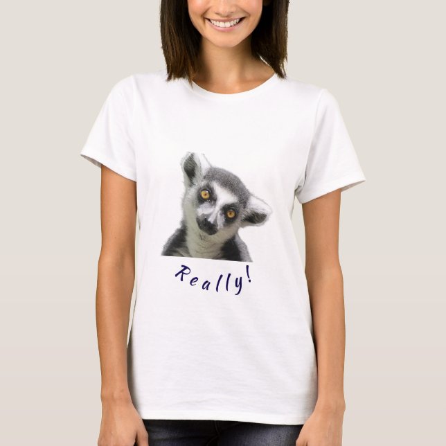 Camiseta "Olhar Curioso de Lêmure" (Frente)