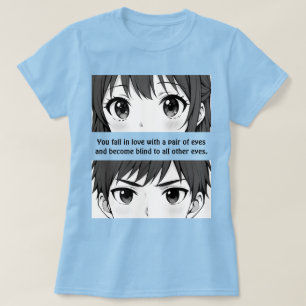 Camiseta Olhar de Anime Citação Romântica   Casal de Mangá 
