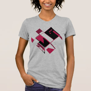 Camiseta Olhar de MCM Geométrico do Abstrato Vermelho Negro