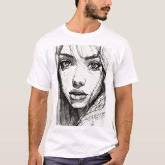 Camiseta Olhar Eetano: Retrato de Caneta ranhura