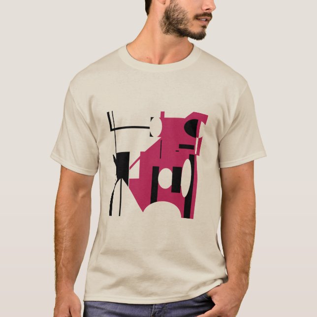 Camiseta Olhar em Abstrato MCM de Formas Geométricas Negras (Frente)