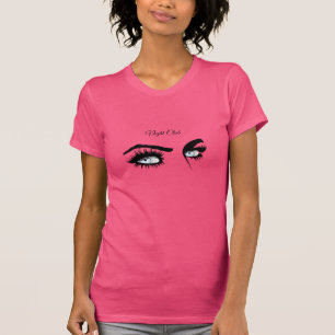 Camiseta Olhar feminino de desenho definido azul claro amor