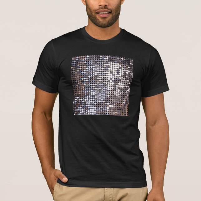 Camiseta Olhar Sparkling de prata do Sequin (Frente)