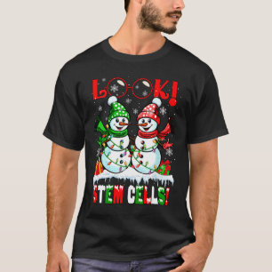 Camiseta Olhe! Células-Tronco Natal Casal de Bonecos de Nev