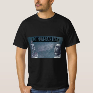 Camiseta Olhe para Cima Homem Espaço Vintage Retro Astronau