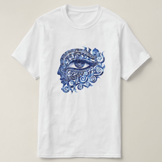Camiseta Olho abstrato Grego Mau com Chave Grego (Frente do Design)