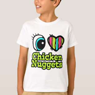 Camiseta Olho Brilhante Coração Eu Amo Nuggets de Frango