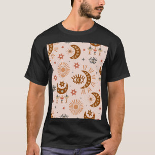 Camiseta Olho celestial, lua, padrão solar.