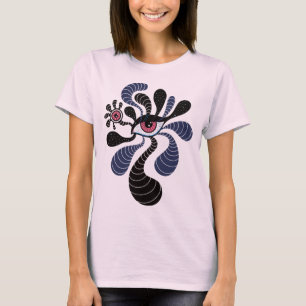 Camiseta Olho cor-de-rosa dobro assustador da arte
