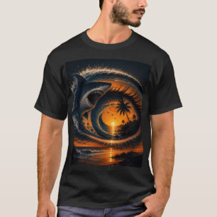 Camiseta Olho da Onda – Pôr do Sol Oceânico Surrealista do