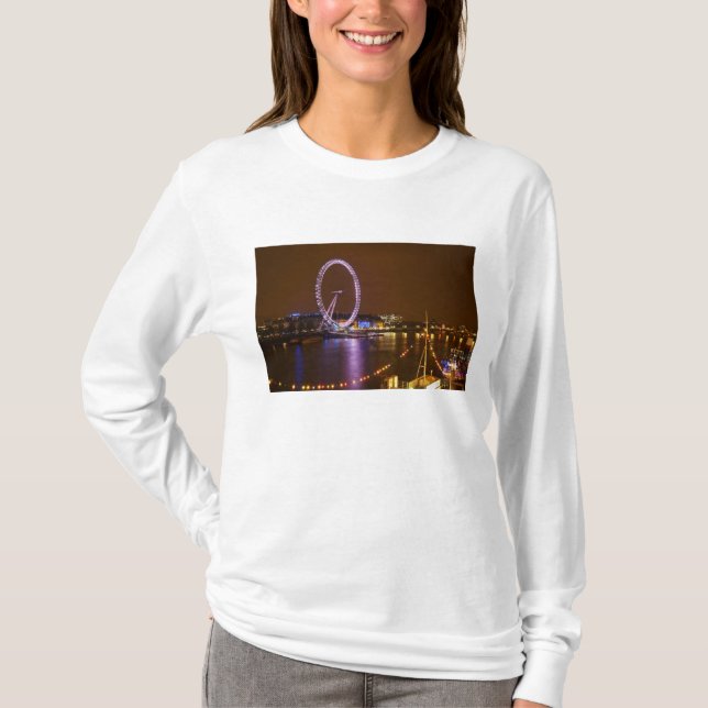Camiseta Olho de Londres, Rio Tâmisa e luzes de (Frente)