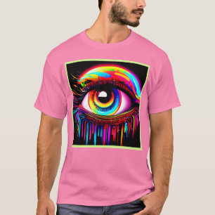 Camiseta Olho de Neon Vibrante com Cores Derretidas