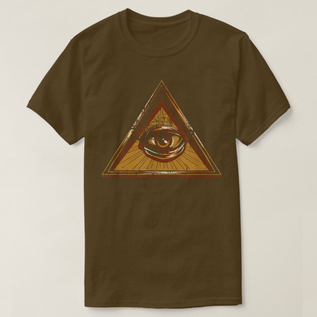 Camiseta Olho De Providência Pirâmide Illuminati Sofrida T (Frente do Design)