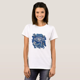 Camiseta Olho egípcio de prata de Horus no mármore azul