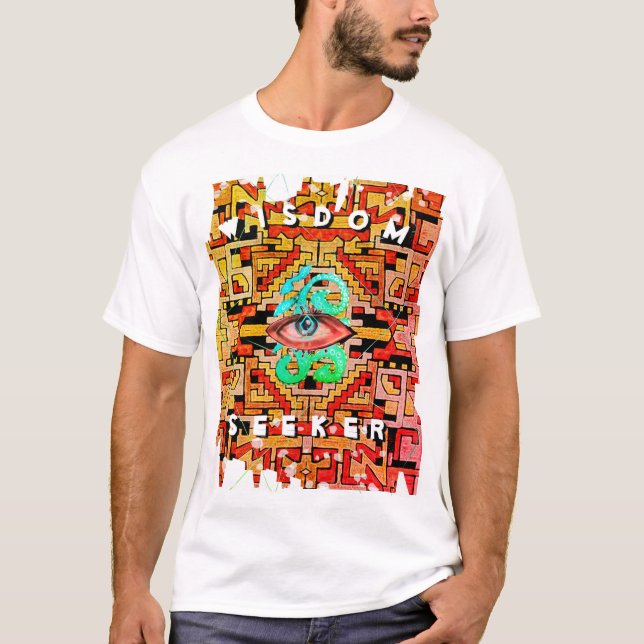 Camiseta Olho Geométrico Tribal/Étnico, Procura de Sabedori (Frente)