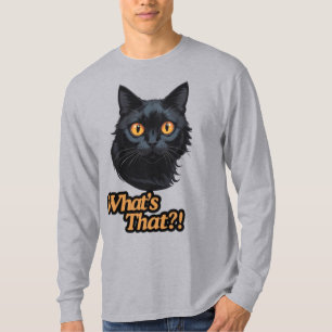 Camiseta Olho Laranja: Rosto Surpreso de Gato Preto