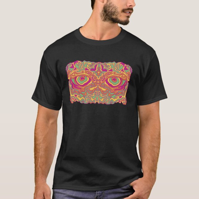Camiseta Olhos assustadores e psicodélicos triviais (Frente)