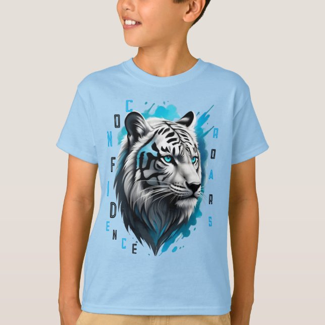Camiseta Olhos Azuis Intensos: Tigre Branco Estirpado A Pre (Frente)
