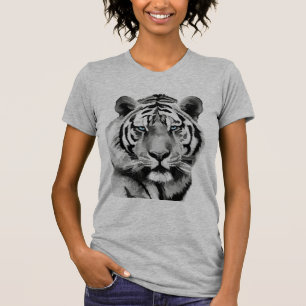 Camiseta Olhos azuis preto e branco do tigre